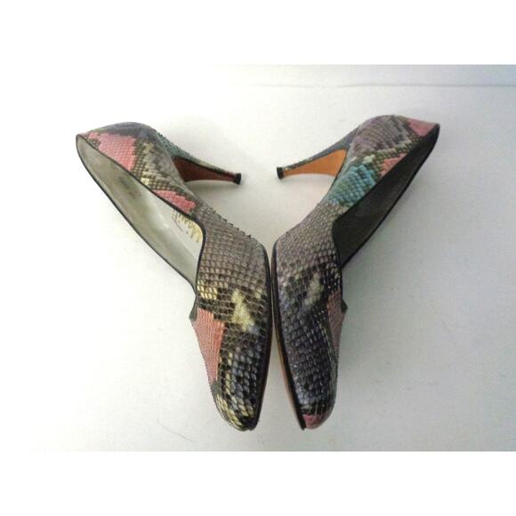 AFFINITI for Wm B Woods US 10AAAA Taupe Pink Blue Genuine Reptile Pump Shoe VTG - Picture 5 of 7
